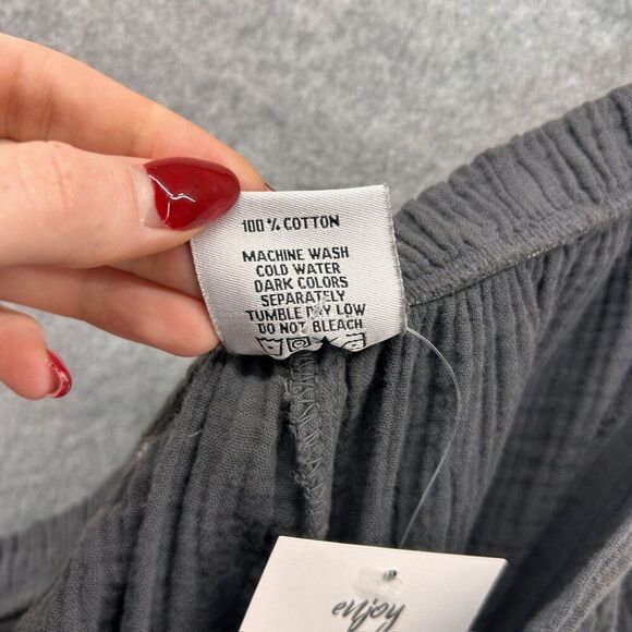 Color Me Cotton CMC Medium Wide-Leg Cropped Pants Elastic Waist Pockets Gray NWT - Picture 5 of 13